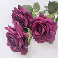 Roses artificielles bordeaux faites à la main, toucher réel, style moderne, imperméables, têtes de fleurs artificielles pour mariage