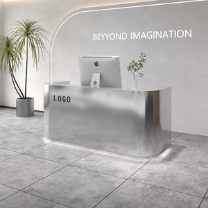 Modern Stainless Steel Reception <b>Desk</b> Simple Bar Counter for <b>Small</b> Clothing Store Cash Register Dance Room <b>Desk</b> Reception DeskMK - Product Image 4