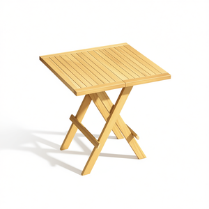 Table d'appoint pliante d'extérieur en teck avec pieds en X et plateau à lattes, design minimaliste pour patio - Product Image 1