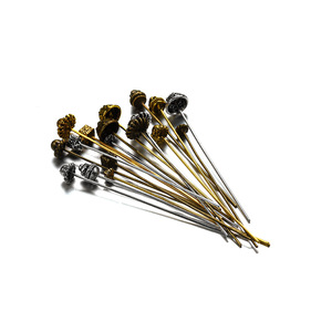Alloy <b>Flower</b> Head Pins Metal Jewelry Findings For <b>Bracelet</b> Making 20mm Length Style 1 To 6 Available - Product Image 2