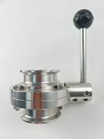 Klem Tri Clover baja tahan karat 316L, segel katup kupu-kupu Manual untuk DN15-DN150 air