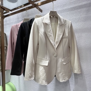 Designer <span class=keywords><strong>Blazer</strong></span> Luxus Damen Mantel Jacke Anzug Schwarz Beige Rosa Damen Büroarbeit <span class=keywords><strong>Blazer</strong></span> - Product Image 5