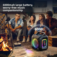 Enceinte portable en métal pour l'extérieur avec lumière RGB, batterie longue durée 6000 mAh, son stéréo HiFi sans fil, idéale pour les fêtes, la randonnée et le camping