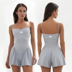 Mono de una pieza sin mangas sexy de verano, estilo deportivo casual, con corte en A, para fitness y yoga, con efecto moldeador de cintura, venta al por mayor - Product Image 1