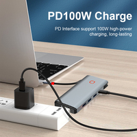 Estación de acoplamiento multipuerto 4 en 1, accesorios periféricos, hub USB C, 8 puertos tipo C, Dock USB C Hub 3,0, adaptador divisor