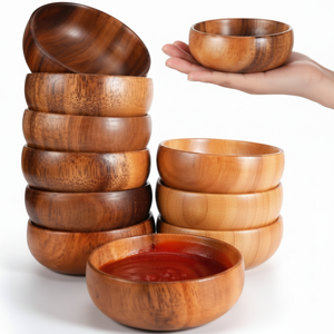 Super vente bol en bois design moderne ustensiles de cuisine polyvalents bol alimentaire pour salade et fruits mélange bol d'impression - Product Image 1