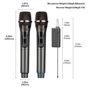 Sistema de Micrófono Inalámbrico Profesional W102, Cardioide, con Cancelación de Ruido, 2 Canales, Diversidad Real, Alcance de 50m, para Karaoke - Product Image 4