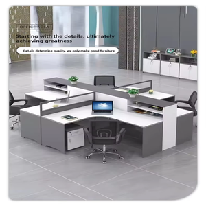 Professional 4 Person Wood Office Cubicle Workstation Modular Staff Desk Drawer Storage Modern Call Center <b>Partition</b> Home/Office - Product Image 3