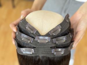 Extensions de cheveux humains vierges russes lisses à clipser 10D personnalisées, double trame avec extrémité plus volumineuse - Product Image 4