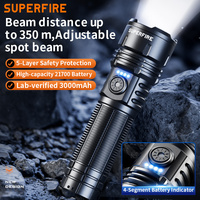 Lampe torche LED haute puissance SUPERFIRE Y28-N 550LM avec zoom - 8W, rechargeable par Type-C, 21700, en aluminium, étanche, pour le camping