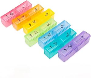 กล่องใส่ยาแบบพรีเมียม 14 ช่อง AM/PM สำหรับจัดยาประจำสัปดาห์ ใช้ได้ทั้งกลางวันและกลางคืน พร้อมฝาเปิดง่าย - Product Image 1