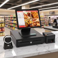 Sistema POS con Pantalla Táctil Completo de 15 Pulgadas, Todo en Uno, Caja Registradora de Escritorio con Cajón para Efectivo para Supermercado, Venta al Por Mayor