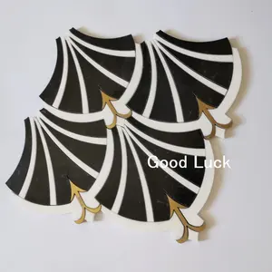 Building and Decorative Materials Natural Black and White Marble Mix Brass Waterjet Mosaic Design Tiles