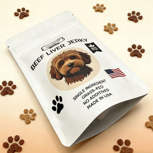 Pochette en papier kraft personnalisée, sac à fond plat blanc, sac en aluminium pour aliments pour animaux, emballage pour friandises pour chiens - Product Image 3