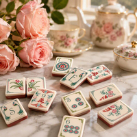 Ensemble de Mahjong Rose de Luxe en Acrylique, Gravure Exquise, 160 Tuiles, Pliable, pour Thé de l'Après-midi, Soirée, Jeu Social, Esthétique, Portable, Cadeau
