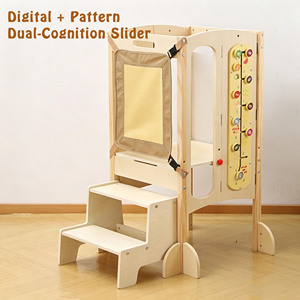 Modern Multifunction American Design Solid Wood Children's Foldable Learning Tower <b>Step</b> Foot <b>Stool</b> Baby Dining Chair Bedroom - Product Image 4