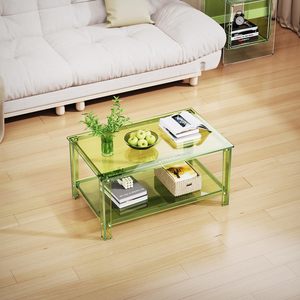 Piccolo tavolo da caffè in acrilico mensola verde rettangolo tavolo centrale per mobili per la casa per piccoli spazi soggiorno mobili - Product Image 3