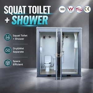 Toilettes modulaires <span class=keywords><strong>2</strong></span>-<span class=keywords><strong>en</strong></span>-<span class=keywords><strong>1</strong></span> étanches avec <span class=keywords><strong>douche</strong></span> intégrée et toilettes à la turque, antidérapantes, pour événements extérieurs et camping - Product Image 2