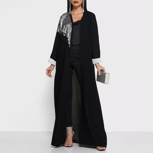 Nouveau modèle d'abaya de Dubaï abaya de luxe ouverte sur le devant avec sequins noirs pour femmes musulmanes - Product Image 1