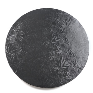 Base à gâteau ronde de 12 pouces à motif feuille d'érable, noir, blanc, or, argent, pour gâteau d'anniversaire - Product Image 3