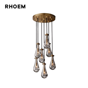 Lustre rond en verre RHOEM pour escalier, lustre de salon, lustre rond de villa, lampes de luxe, décoration intérieure - Product Image 1