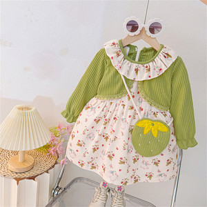 Nuevo Estilo Otoño 2025, Vestido <span class=keywords><strong>de</strong></span> Princesa Estilo Occidental para Bebés y Niñas, Tela <span class=keywords><strong>de</strong></span> Mezcla <span class=keywords><strong>de</strong></span> Algodón, Ropa Infantil - Product Image 3