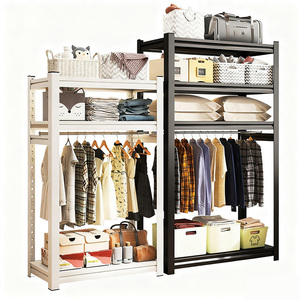 Organiseur de placard autoportant avec barre de suspension et étagère de rangement - Product Image 4