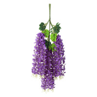 Rangkaian Bunga Wisteria Sutra Buatan Padat 6 Daun, Hiasan Gantung untuk Pernikahan, Dekorasi Lengkungan dan Langit-langit