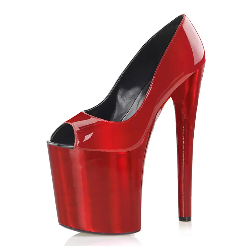 8 inch high-heel peep-toe women fashion PU vamp sexy steel pole dance shoes single Nightclub Stripper high heeled pumps
