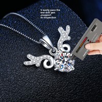 Collier en argent sterling S925 serti de diamants et de moissanite, pendentif cerf pour femme, design minimaliste, chaîne maille forçat, bijoux de voyage