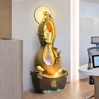 Fontaine d'eau en résine en forme de gourde de style chinois, élément aquatique circulant, ornement Feng Shui pour salon, bureau, décoration intérieure