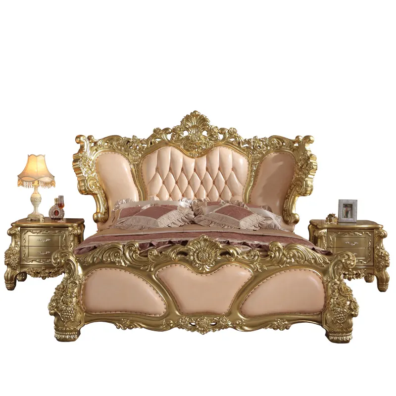 luxurious italian royal furniture antique baroque gold king bed bedroom sets