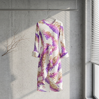 Robe longue de plage élégante et sexy pour femme, style bohème, imprimé floral violet, en mousseline Madi, col à nœud, pour la mode printanière et les soirées