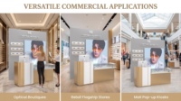 Système d'affichage modulaire personnalisé pour lunettes, vitrine en verre trempé avec éclairage LED, équipement de magasin pour boutique d'optique