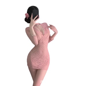 Sexy lace bodycon skirt, sexy lingerie set for women, revealing and alluring, tight-fitting see-through uniform. - Product Image 3