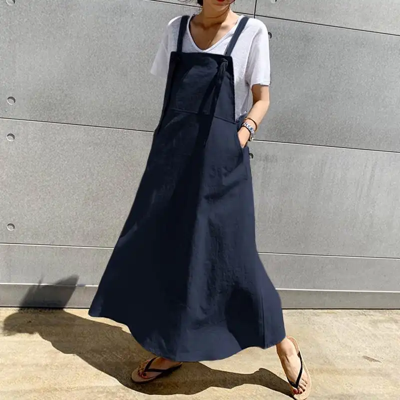 OEM italiano autunno estate plus size lino donna coreano grembiule vestito da donna abiti di lino in australia