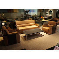Mobilier de bureau commercial de direction pour salle de réunion personnalisé, ensemble de canapés modernes en cuir de luxe pour salle de bureau