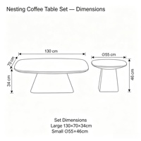 Ensemble de table basse en bois moderne, pieds en bois massif et MDF avec placage en noyer, couleurs personnalisées, meubles de salon pour café, hôtel