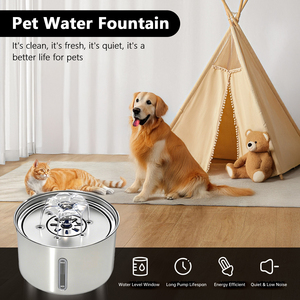 Mangeoire automatique pour animaux de compagnie Distributeur d'eau pour chat en acier inoxydable super silencieux avec fenêtre de niveau d'eau <span class=keywords><strong>Fontaine</strong></span> d'eau pour chien <span class=keywords><strong>3L</strong></span> pour boire - Product Image 6