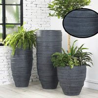 Grand pot à fleurs rond en fibre de verre blanc, durable et écologique, pour jardin extérieur et usage domestique