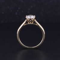 Bague en or 9 carats pour femme, forme ronde intemporelle, diamant de laboratoire, sertissage solitaire à 6 griffes, bijoux de fiançailles fins personnalisés