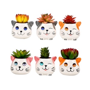 Phim Hoạt Hình Hiện Đại Thiết Kế Gốm Mèo-Hình Mọng Nước Trồng Bền Trong Nhà Trang Trí Nội Thất Mini Nhà Máy Nồi - Product Image 1