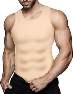 เสื้อกล้ามรัดรูปไร้รอยต่อของผู้ชายชุดกระชับสัดส่วนผ้าฝ้ายโพลีเอสเตอร์แห้งเร็วระบายอากาศได้ดี - Product Image 1