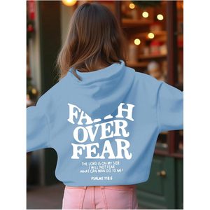Foxa Girl's Faith over Fear เสื้อแขนยาวมีฮู้ดเสื้อสวมหัวสไตล์ Preppy เสื้อถักระบายอากาศ - Product Image 2