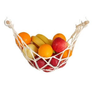 BODI Amazon Hot Sale Hanging Fruit Hammock for Kitchen Under Cabinet Macrame Fruit Basket for Bananas Fruit Storage Hammock
