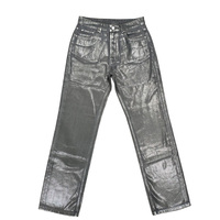 Jeans Bufa Factory Derniers jeans taille moyenne argentés à jambe droite jeans gris métallisé pour femmes en 100% coton