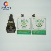 Étiquettes personnalisées en gros pour bouteilles de spiritueux et de parfums, autocollants adhésifs imperméables en feuille d'or OEM pour marques de boissons