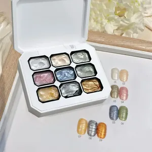 Vernis à ongles gel solide effet nacré 9 couleurs, réutilisable, style sirène, longue tenue, à retirer par trempage, compatible UV/LED - Product Image 3
