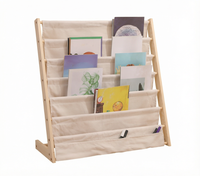 Étagère murale à double niveau pour ranger les livres illustrés, avec étagères en tissu, pour la chambre à coucher