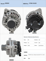 Alternateur de voiture TOY OTA Hia ce Hi lux Land Crui ser 2001 à 2010 12V 80A 7PK OAP 270600L020 0124315033 0124315034